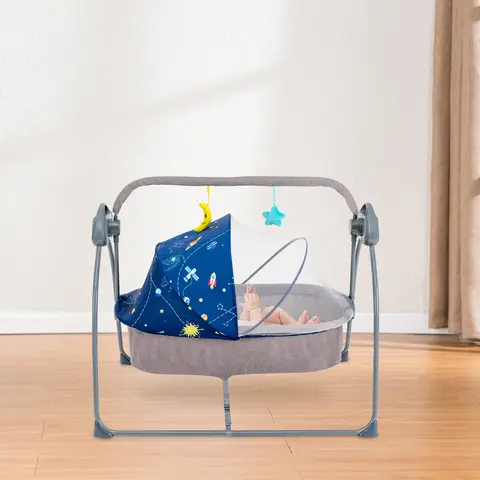 Columpio para cuna de bebé, soporte eléctrico de 5 velocidades, mecedora automática, cama con Control remoto para bebés recién nacidos de 0 a 18 meses