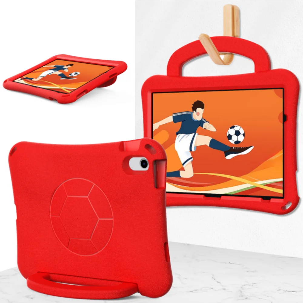 Kids Case for iPad Air 11 2024 EVA Soft Football Netting Shockproof Cover for iPad 10 2022 10th 10.9 inch with Shoulder Strap