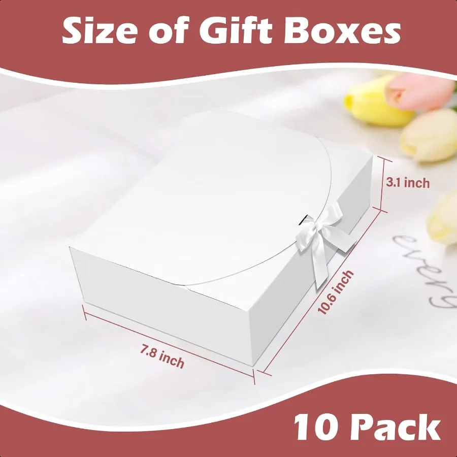 10 Buah Kotak Hadiah Kertas Kraft Putih 10.6X7.8X3.1 Inci