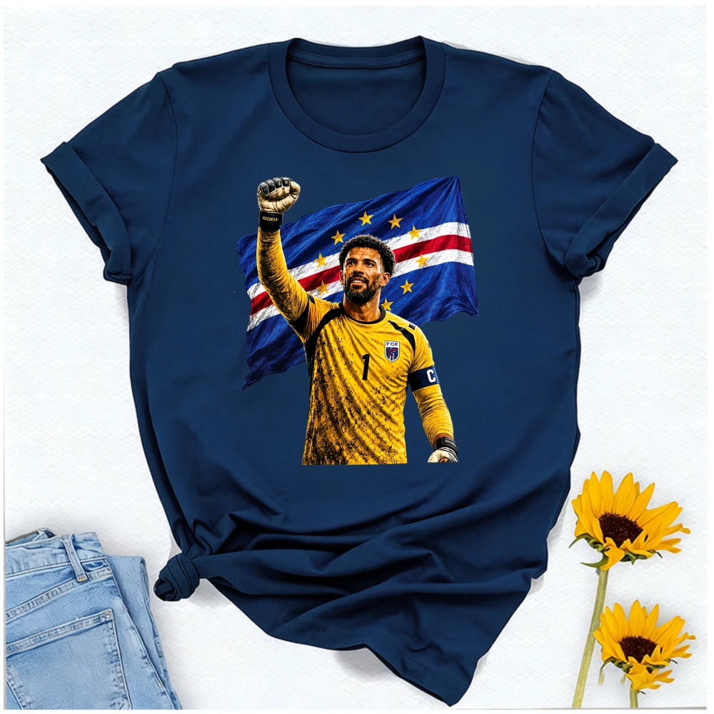 Vozinha Cape Verde Vintage Retro Style Goalie Print Tee Breathable Cotton T Shirt Football Supporter Fan Wear Unisex Street Tops