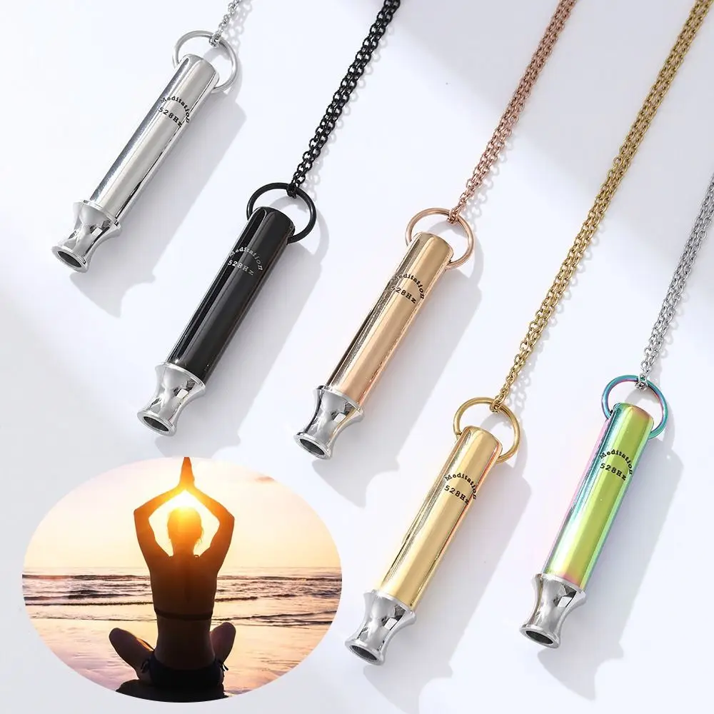 Collar de acero inoxidable con silbato para aliviar la ansiedad, para ejercicios de respiración, ansiedad y estrés