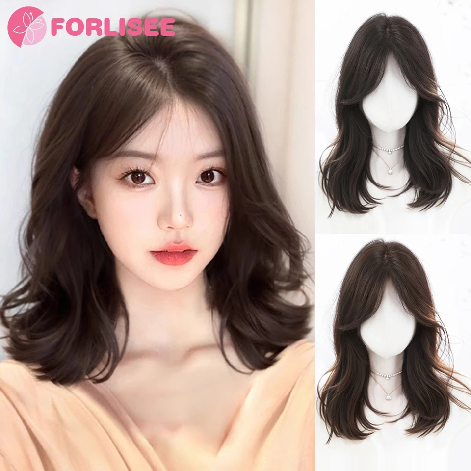 

FORLISEE Synthetic Hair Top Piece Increase Cover Gray Hair Curls French Bangs Hair Extension Block Suitable for Ladies Daily Use