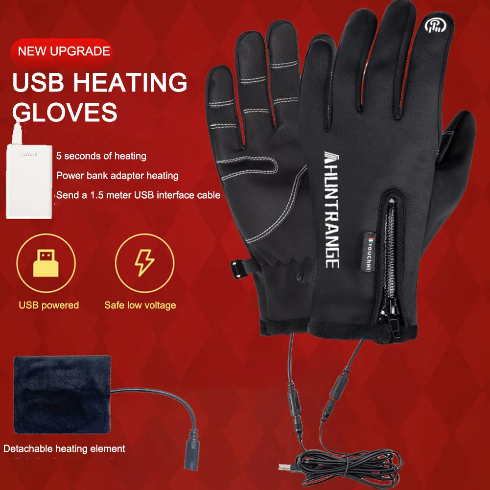

Electric Heated Gloves Mitten USB Heated Gloves Touch Screen Winter Warm Gloves Hand Warmer Thermal For Outdoor Skiing Riding