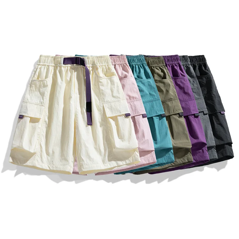 Men Summer Shorts Thin Casual Cargo Pants 5 Points Loose Streetwear Quick Dry Breathable Sports Shorts New