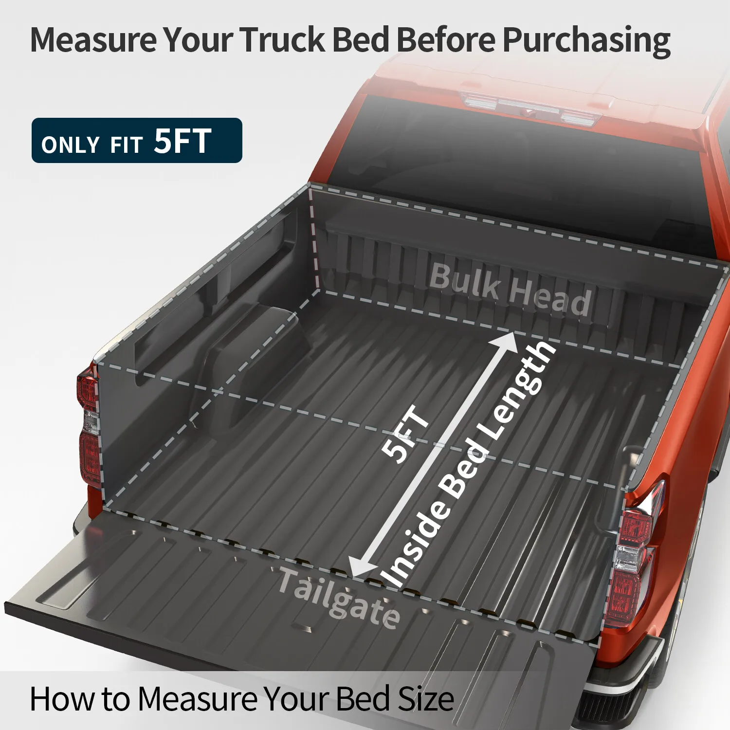 5ft Truck Bed Hard Tonneau Cover 3-Fold For 2005- 2015 Toyota Tacoma Waterproof