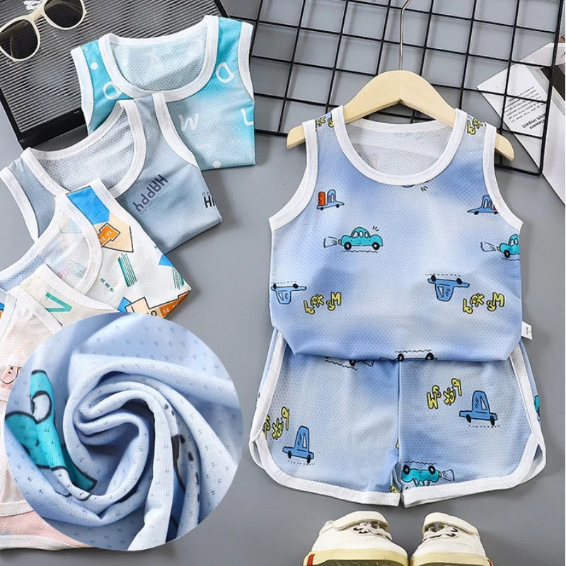 

T-shirt+Shorts 2-Piece Set Kid Baby Boys Girls Cartoon Printing Summer Loose Breathable Tracksuit Casual Clothes Suit 1-12 Years