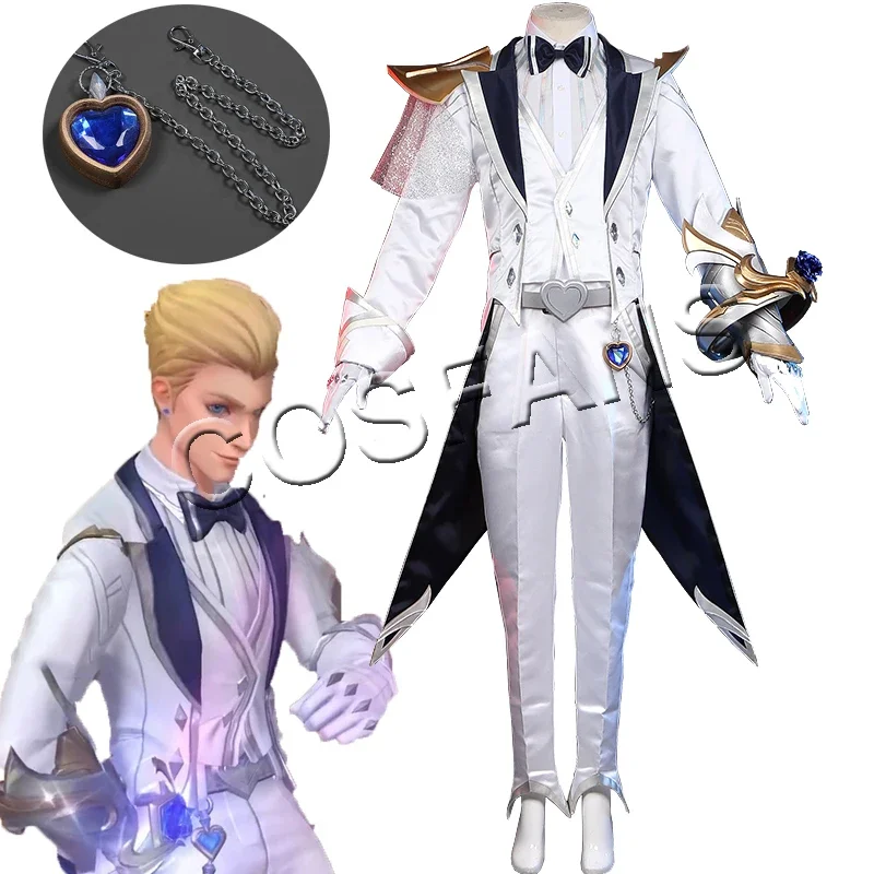 Anime Game LOL Ezreal Daily Uniform Crystal Rose Wedding Gorgeous Party Dress Cosplay Costume Halloween Men women full set