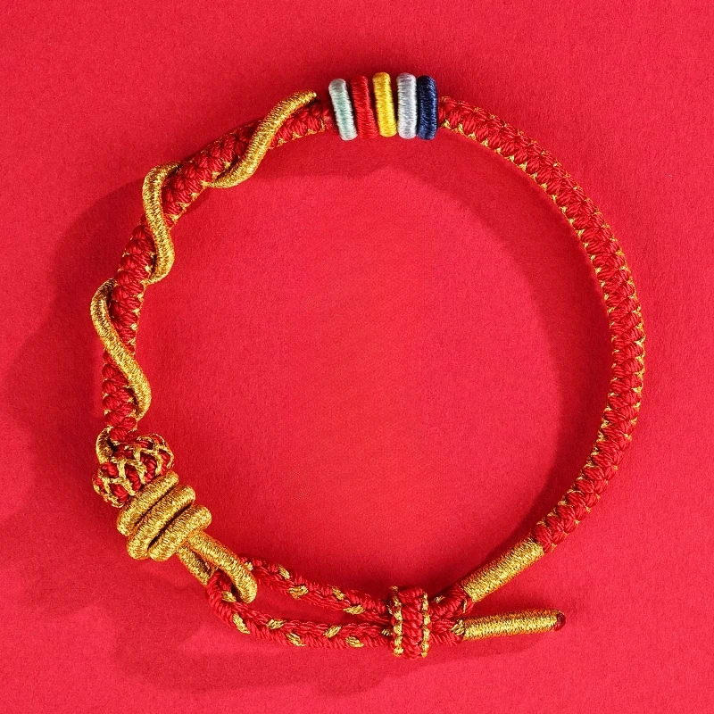 2025 Snake Year Handmade Adjustable Bracelets Female Dragon Scale Talisman Zodiac Transport Bead Male Red Rope Chain Jewelry