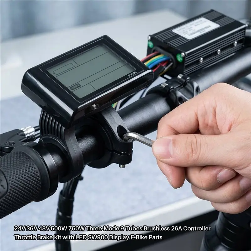 ABVJ-24V 36V 48V 500W 750W Three-Mode 9 Tubes 26A Controller Throttle Brake Kit With LED SW900 Display E-Bike Parts