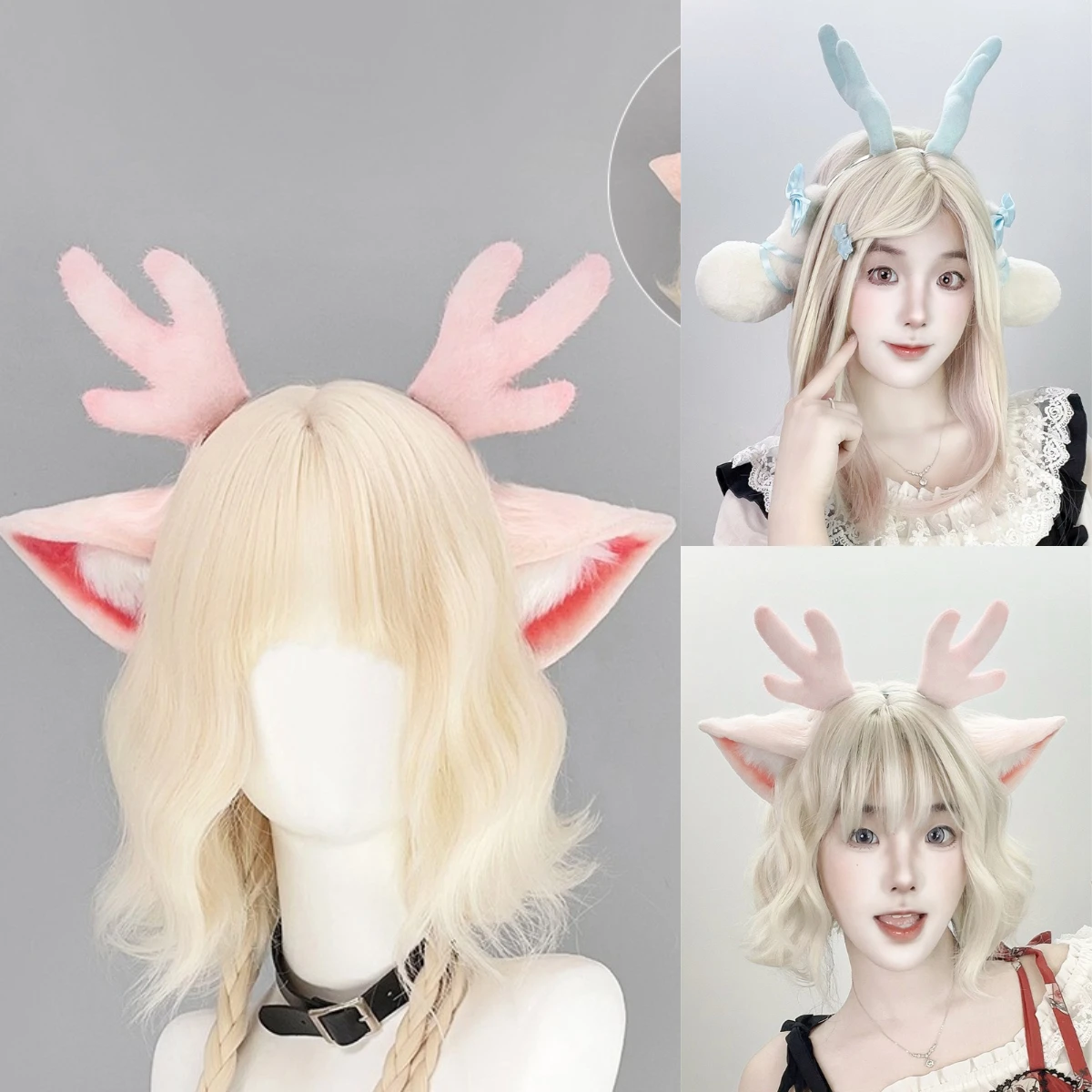 

Cute Plush Deer Ear Headband for Girls Beast Ear Deer Antler Hairband Comic Exhibition Princess Cosplay Headwear Lolita Accessor