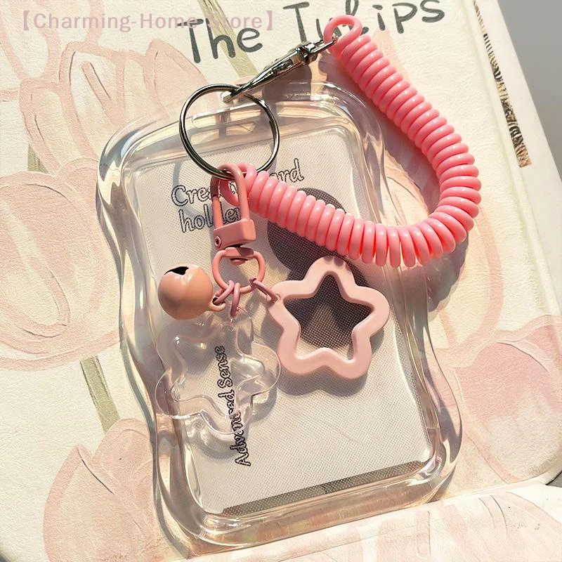 【M】Transparent Kpop Photocard Holder Keychain, Creative Photo Card Sleeves Protector, Bus Student ID Card Case Accessories