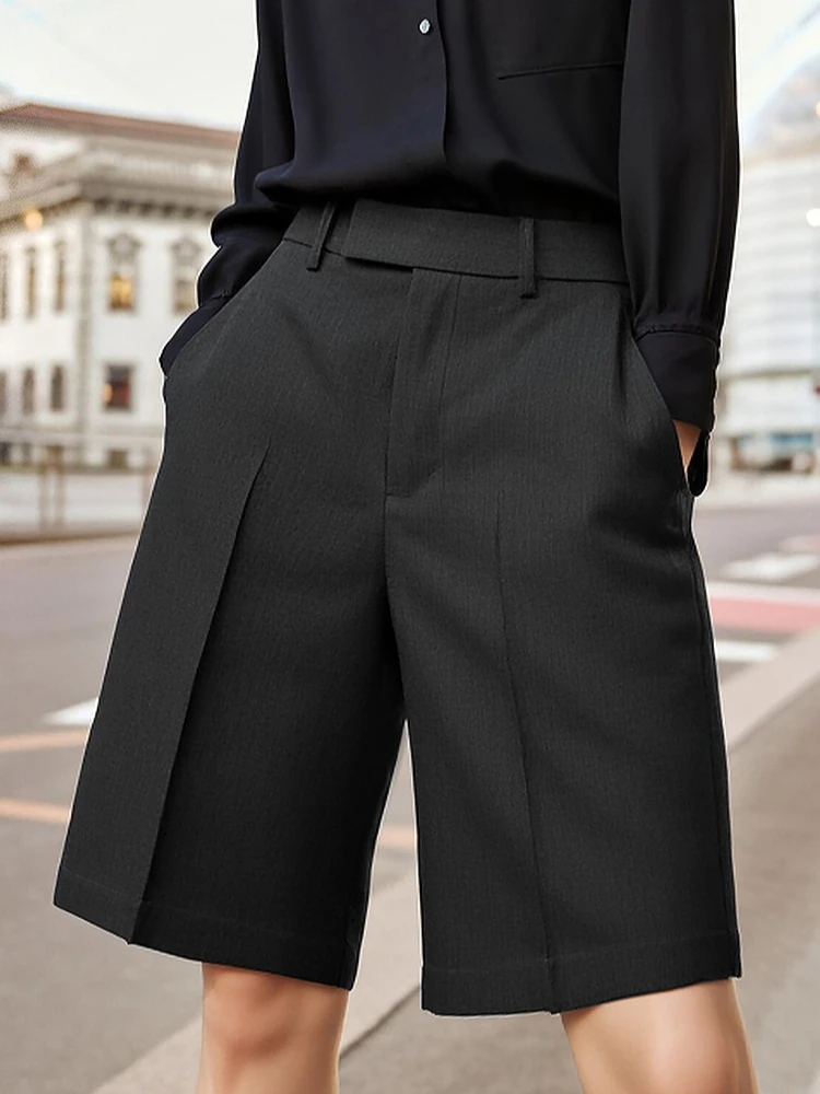 

Женские шорты Amii 2026: Новые летние офисные брюки прямого кроя, классические повседневные однотонные брюки средней длины для женщин 12622104