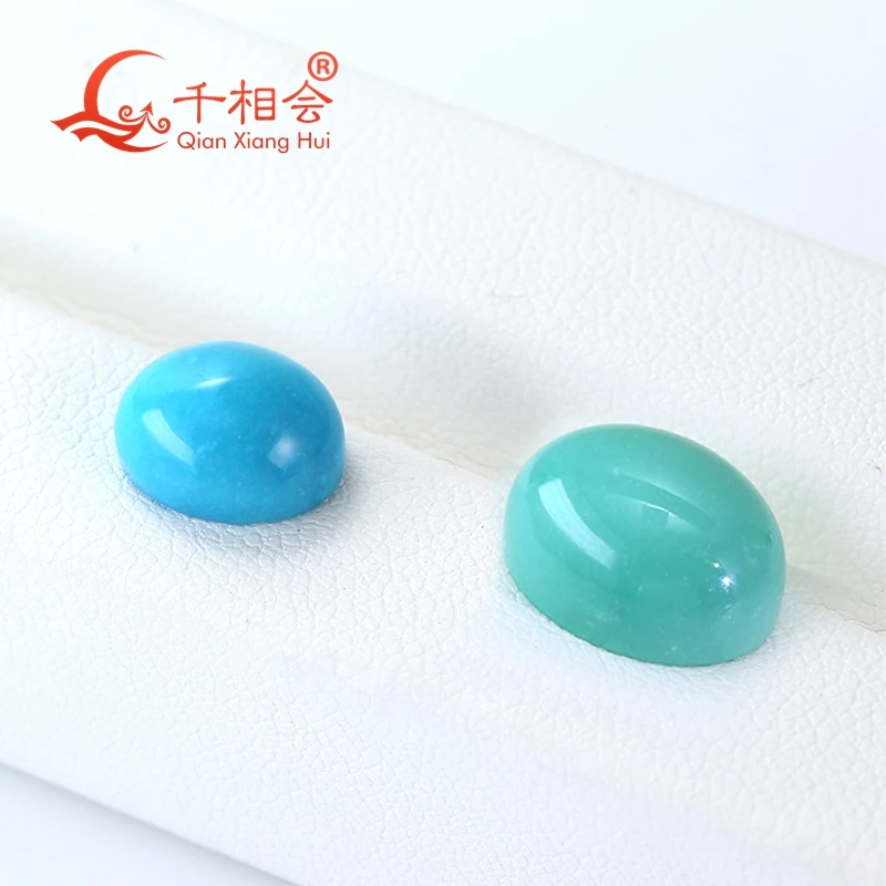 

Natural Turquoise 3.1ct blue 6.3ct green color oval shape cabochon Decoration Gifts Loose Gemstone GTC certificated