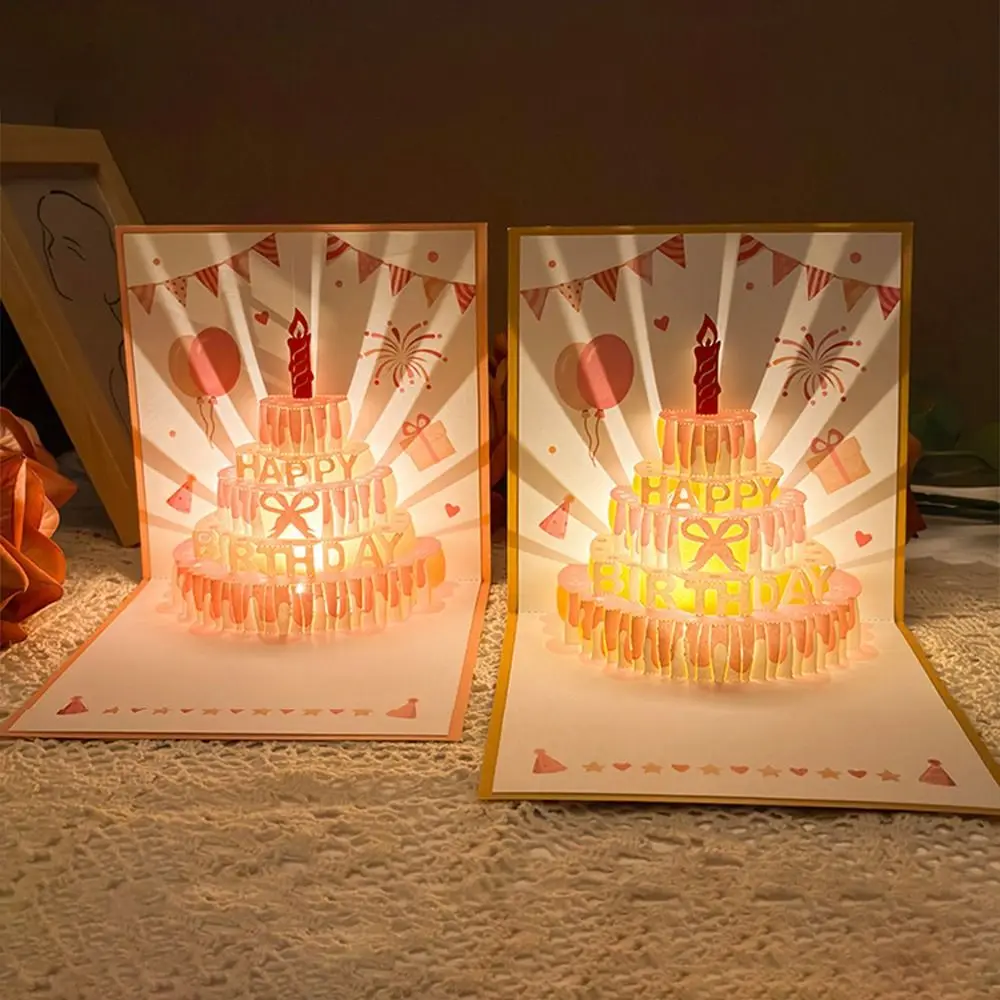 

Musical and Light Musical Birthday Greeting Cards Led Hollow Paper Carving 3D Popup Greeting Card Creative Unique