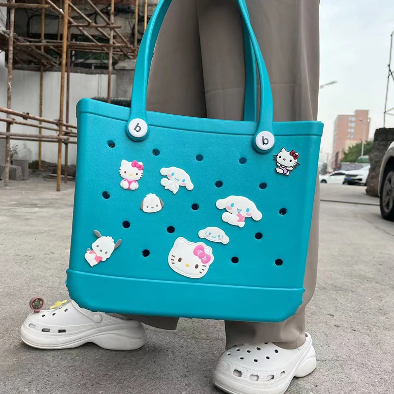 8pcs Cinnamoroll and Hellokitty Charms Bogg Bag Accessories Handbag Decorative Buckle Celebrity Same Style Small Charms