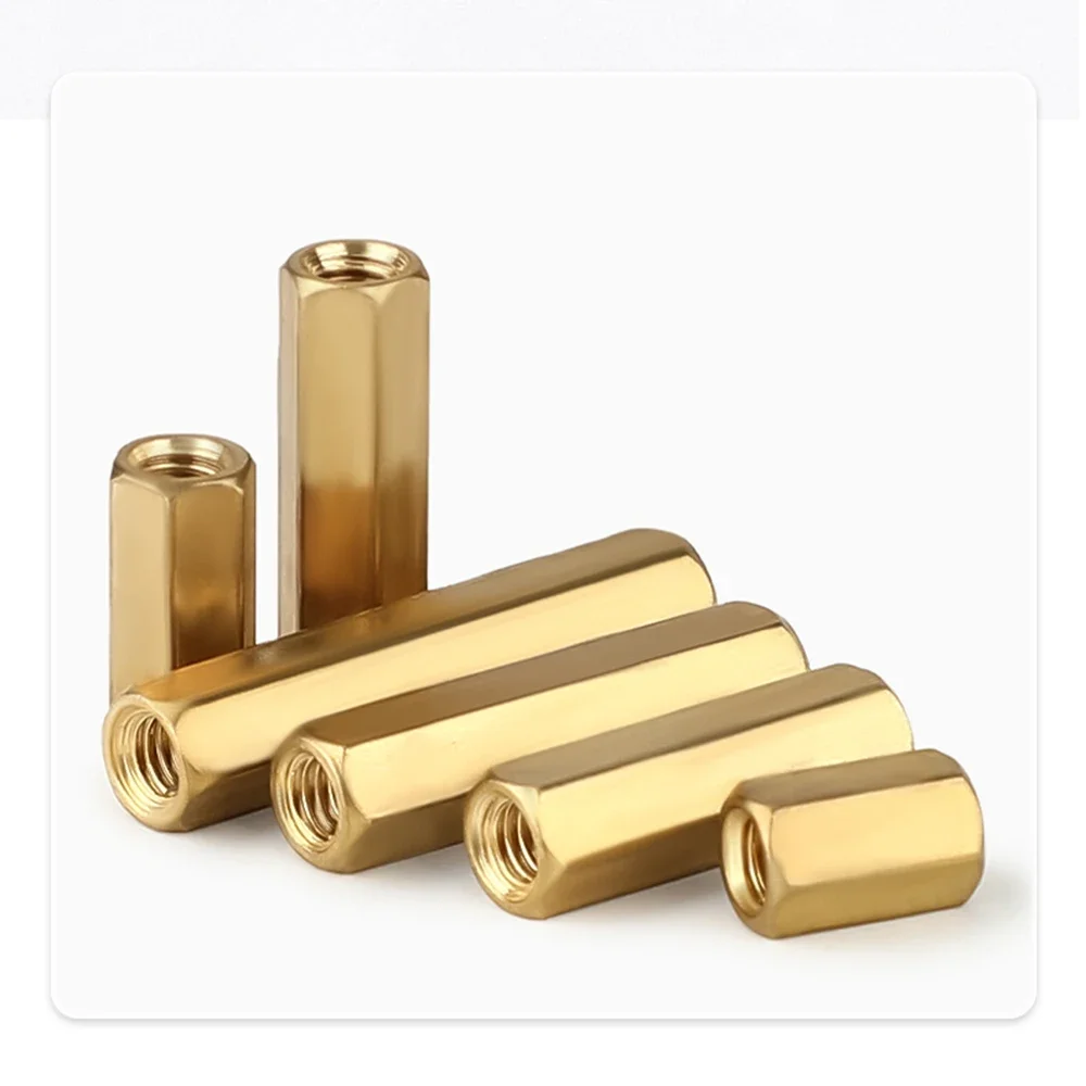 1 Pcs -5 Pcs Brass Internally Threaded Hexagonal Nut Column Double-Pass Hex Copper Column M4-M6 Length 8/20/25/50/70/80/90/100mm