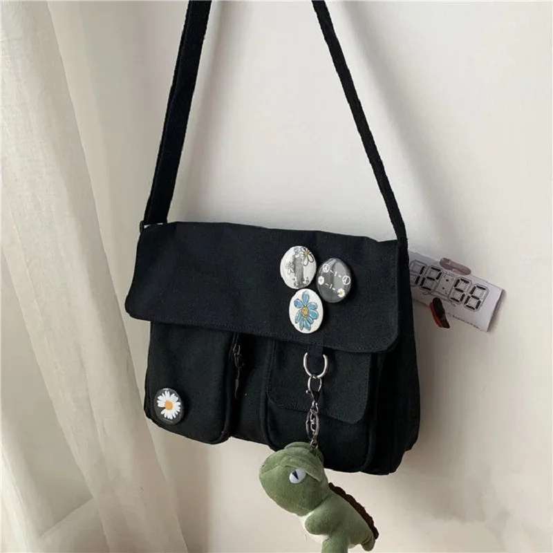 Women Canvas Messenger Bag Youth Ladies Fashion Shoulder Bag Student Large Capacity Female Crossbody Bags Woman Packet