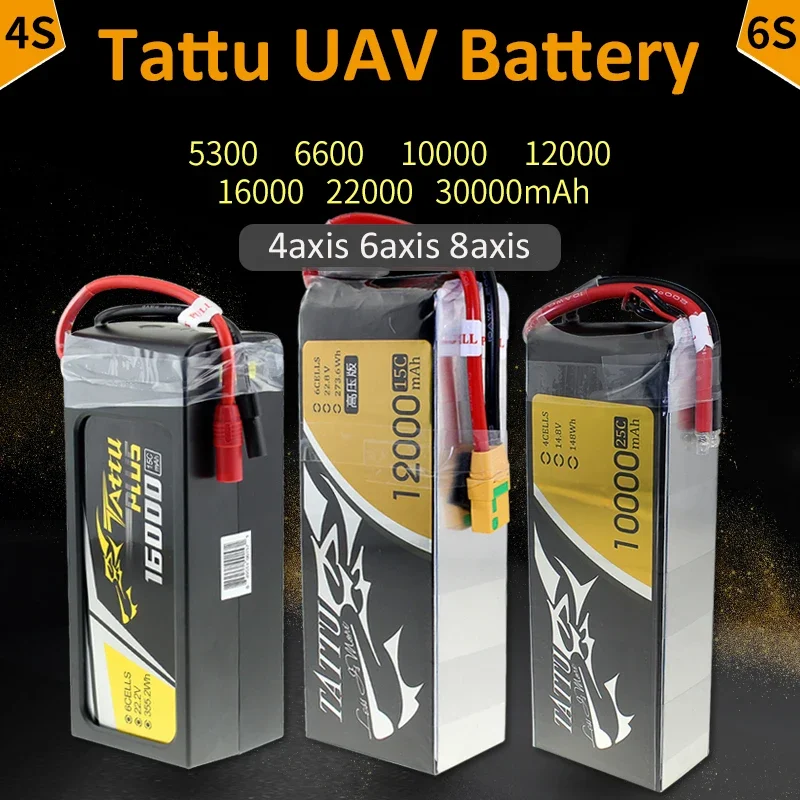 Bateria inteligente Tattu Plus LiPo, UAV Plant Drone, Plugue AS150 XT150, 4S, 10000mAh 12000mAh 16000mAh 22000mAh, 25C, 6S, 22.2V