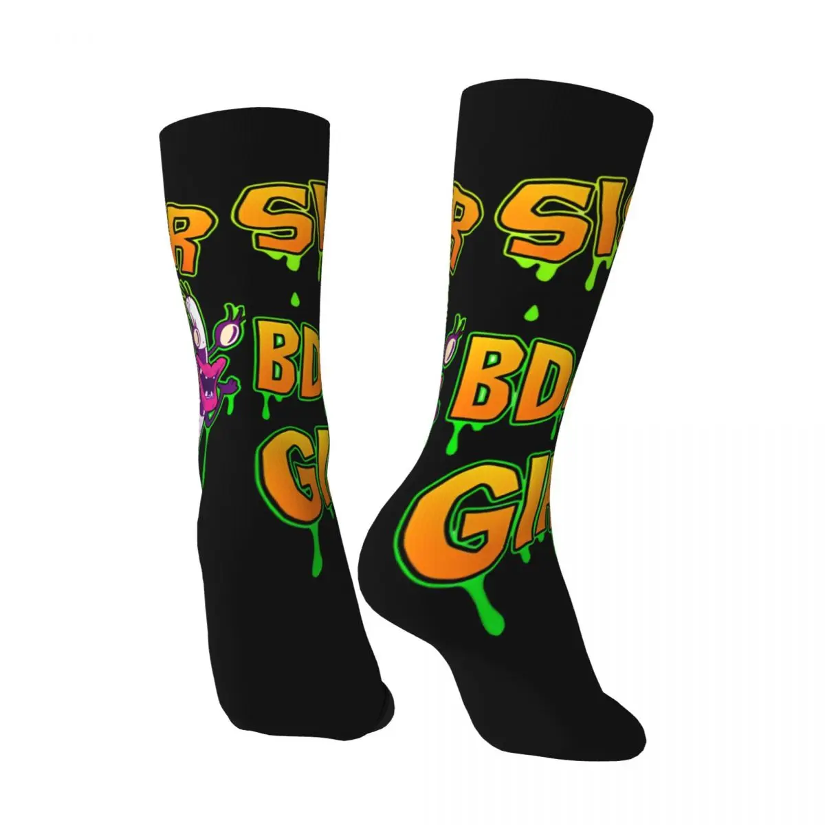 Funny Crazy Sock for Men Hip Hip Hop Vintage Aaahh!!! Real Monsters Happy Quality Pattern Printed Boys Crew compression Sock