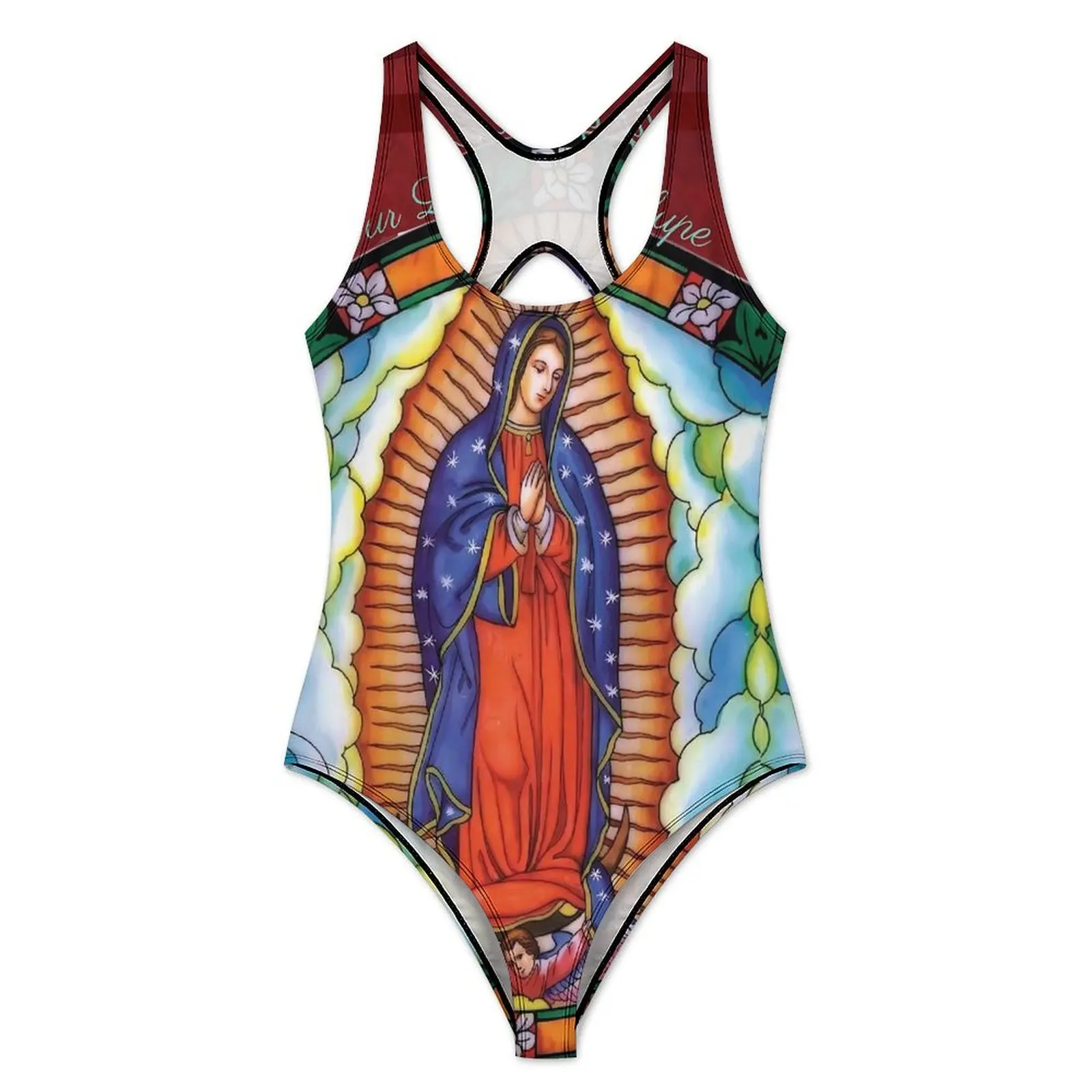 Our Lady of Guadalupe Swimsuit Sexy Virgin Mary One Piece Swimwear Push Up Swimsuits Aesthetic Holiday Pool Monokini