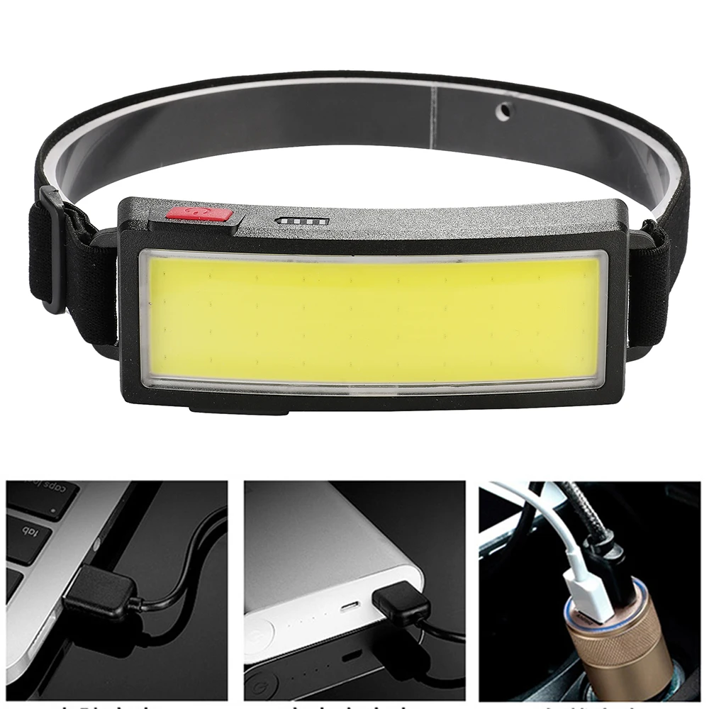 New COB LED Headlamp Portable Mini Headlight Built-in Battery Flash Light USB Rechargeable Torch Lantern Camping Lamp Flashlight