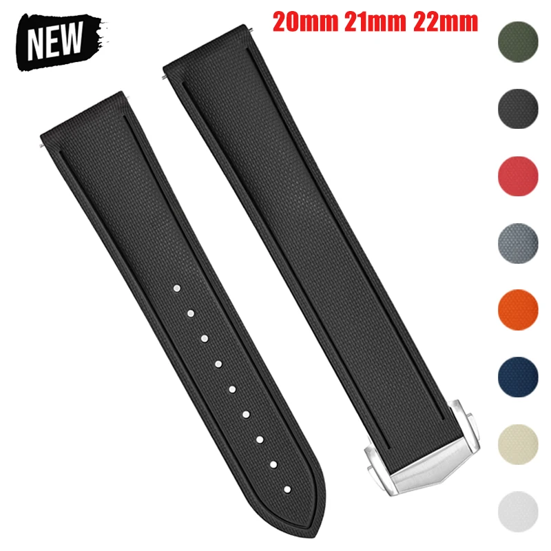 

Ремешок из фторкаучука для Omega Seamaster 20мм 21мм 22мм, быстросъемный универсальный ремешок FKM для часов, аксессуары для Rolex и Tudor