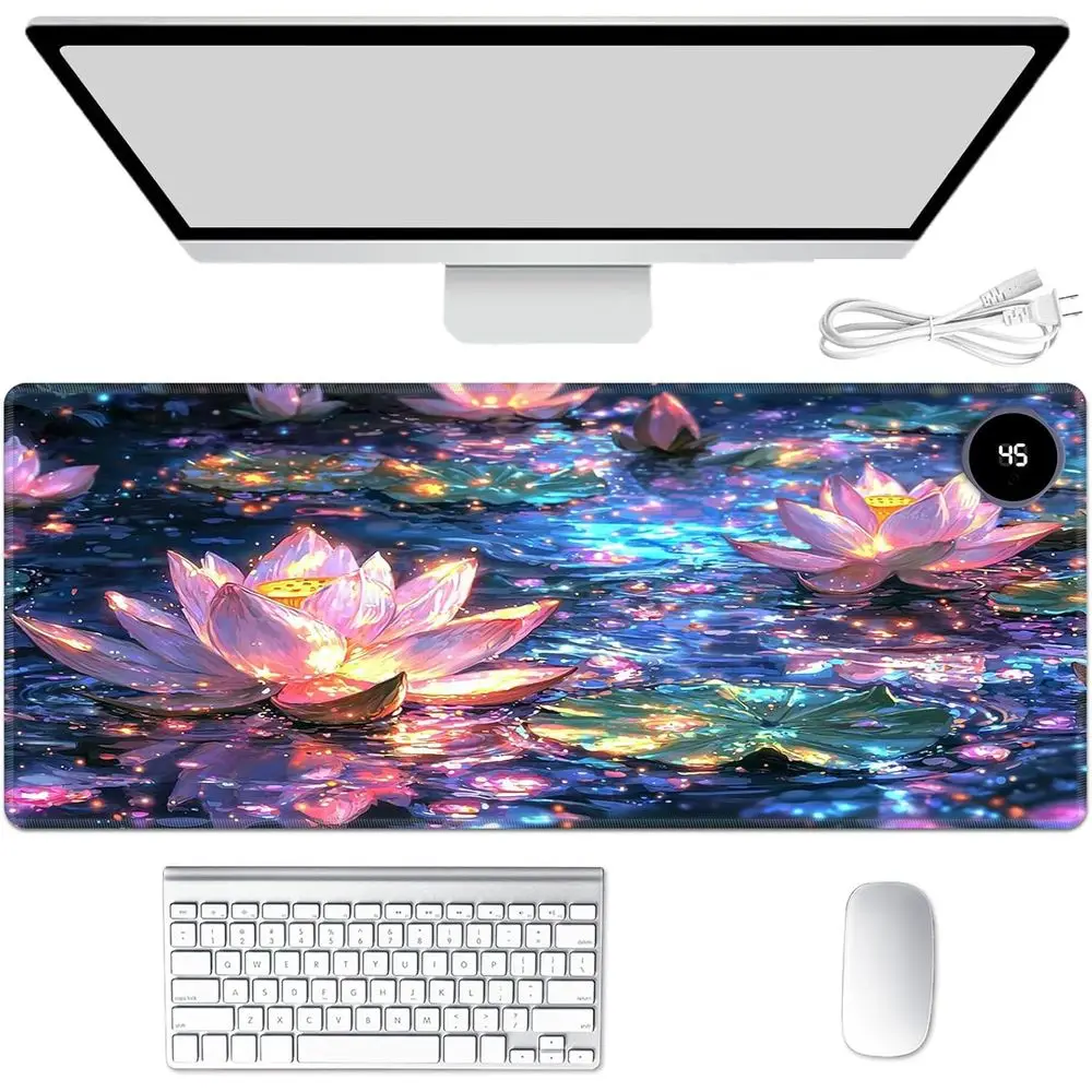 

3-Level Adjustable Heating Mouse Pad, 31.5x13 Auto-Off Desk Mat, PU Leather Warmer for Gaming & Office