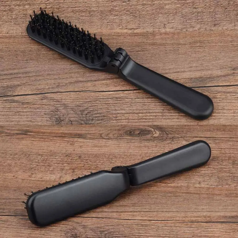 Portable Plastic Eyebrow Comb Straight Curly Hair Dual Use Pig Mane Folding Comb Beard Brush Massage Comb Straight Roll Comb