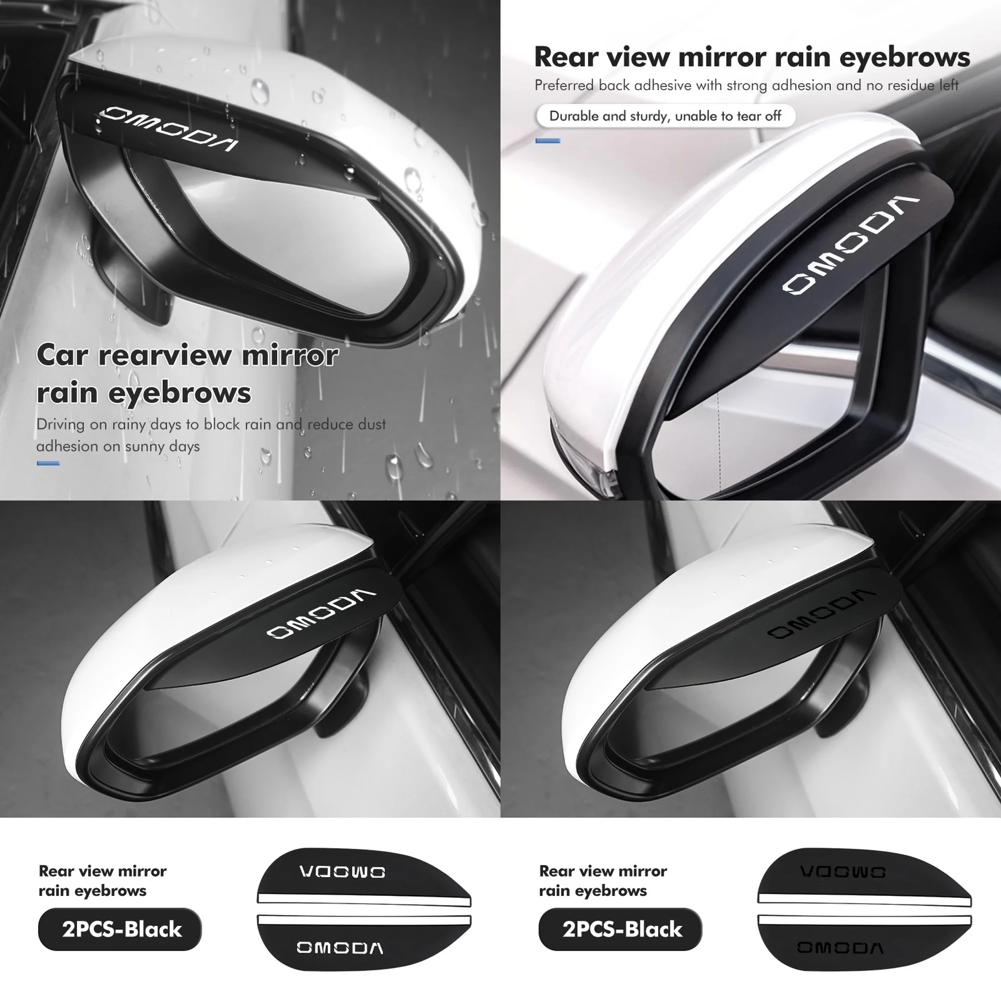 2Pcs Side Mirror Rain Guard Deflector For Omoda C5 C7 C9 E5 S5 Car Rear View Mirror Rain Eyebrow Visor Exterior Decor Parts