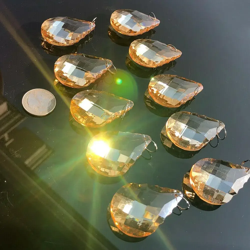 10PC 50MM Champagne CRYSTAL Chandelier Prism Light Part Pendants DIY SUNCATCHER Crystal