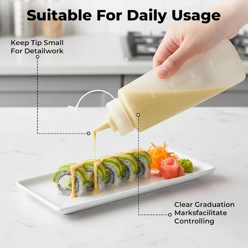 500 ML Plastic Pointed Mouth Squeeze Type Sauce Bottle Made Environmentally Friendly Materials Clean Dustproof Seasoning Bottles view 4
