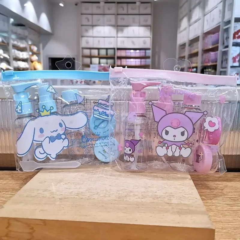 

Miniso Kawaii Sanrio аниме Cinnamoroll отдельная бутылка Sanrio милый Kuromi путешествие набор спрей бутылка ПВХ мешок подарки игрушки