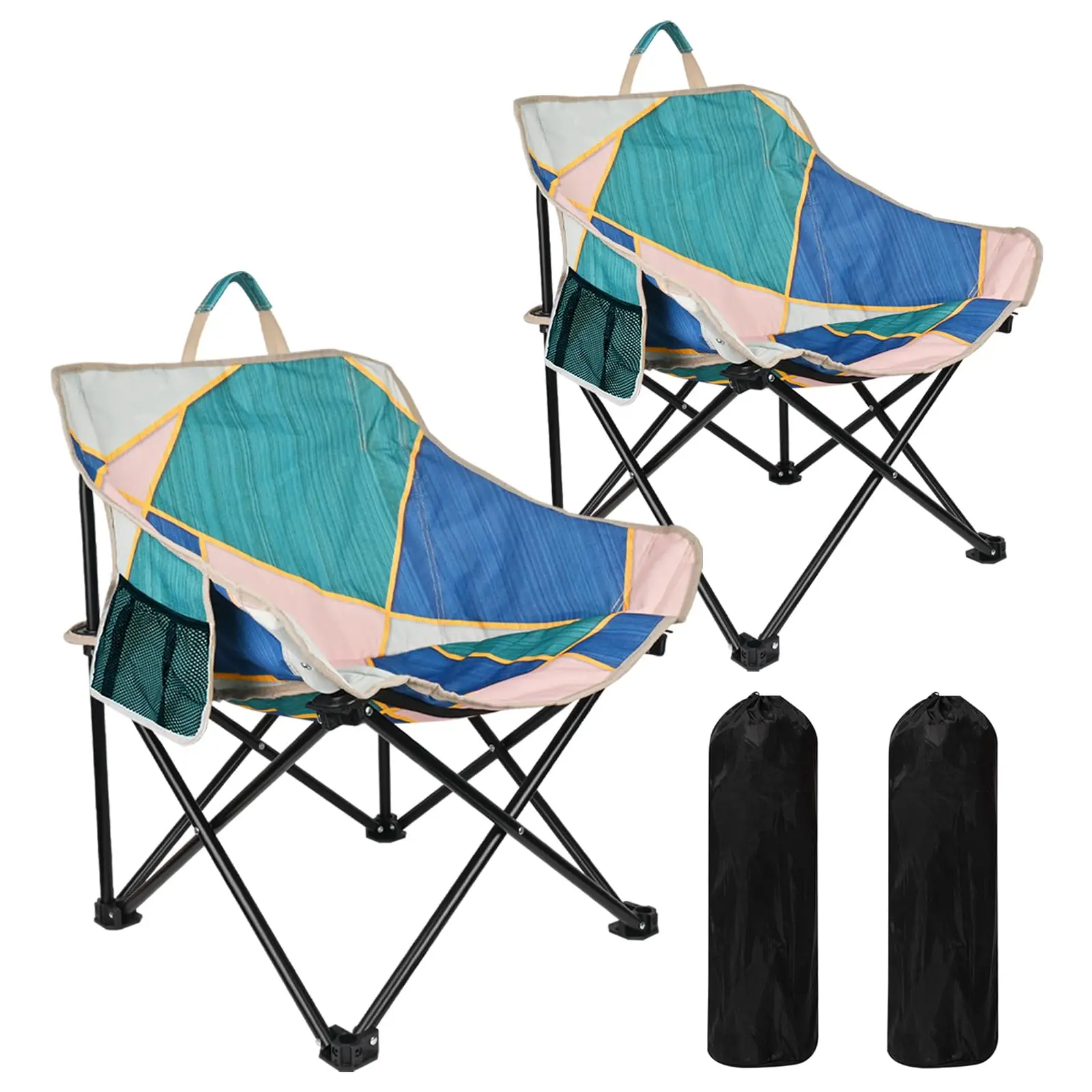 

2 Pack Folding Camping Chair Portable Lightweight Outdoor Chair With Carrying Bag For Beach Picnic Hiking