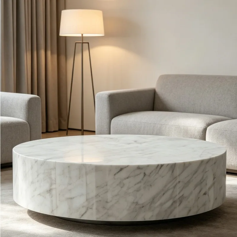 Factory Direct Round Marble Pattern Coffee/Tea Table Modern Living Room Center Table