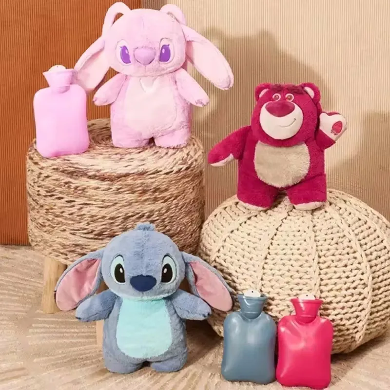 

Miniso Disney Stitch Angel Lotso Plush Hand Warm Bottle Soft Hot Water Bottles Winter Portable Warm Hand Bag Anime Xmas Gift