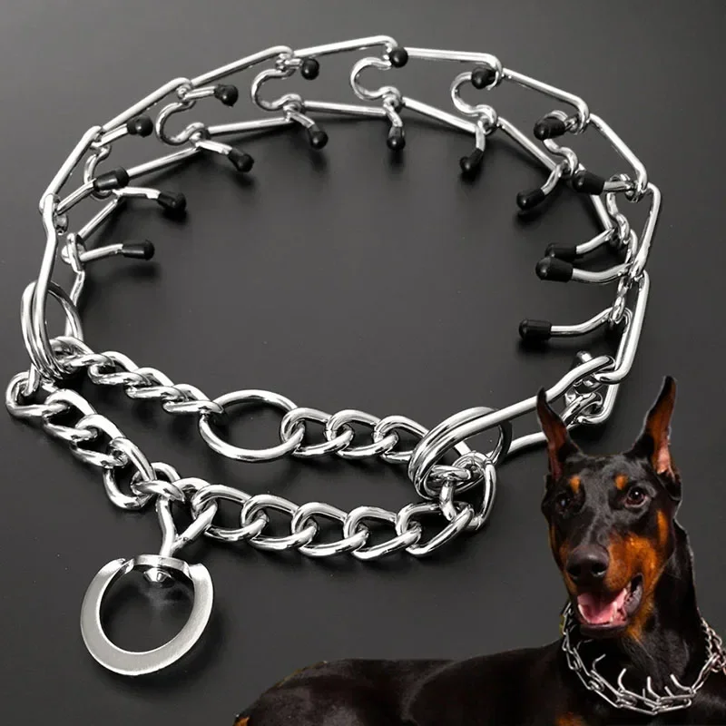Collar de Adiestramiento para Perros con Puntas de Goma Cómodas, Ajustable, Seguro y Desmontable, Collar de Pinza de Acero Inoxidable para Mascotas