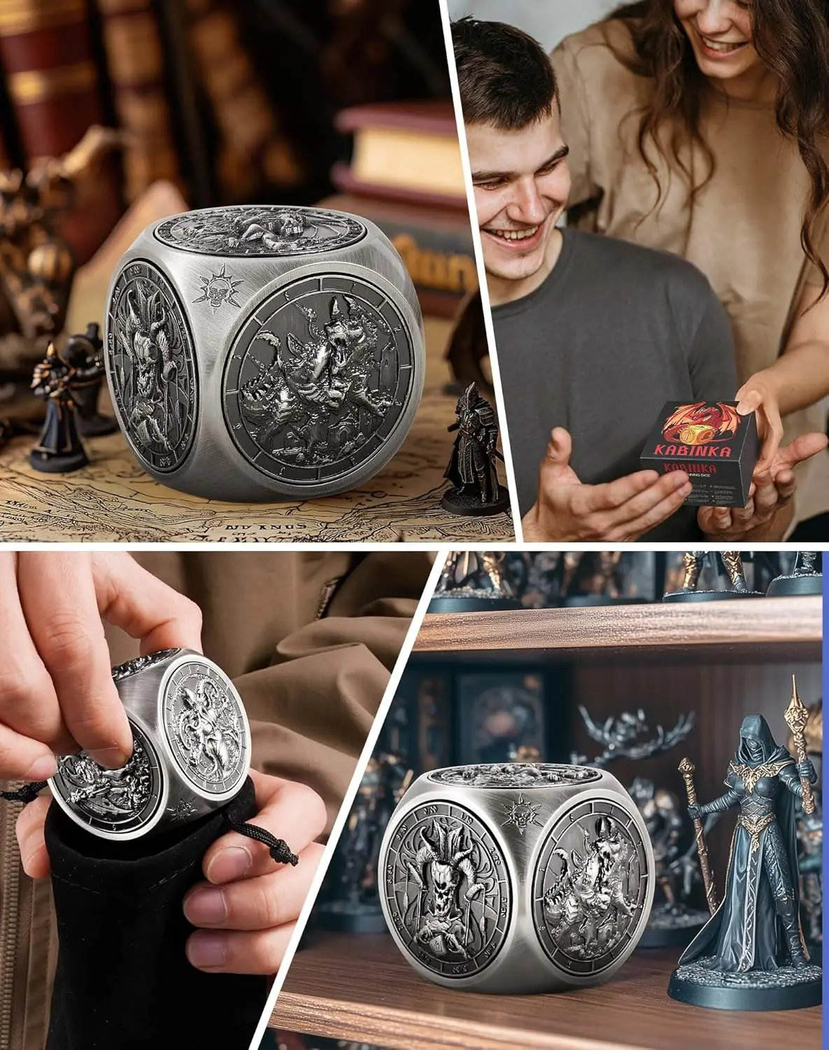 Spinner Dice dla zestawu kości DND 7 w 1, unikalne metalowe kości do gier RPG Dungeons and Dragons RPG