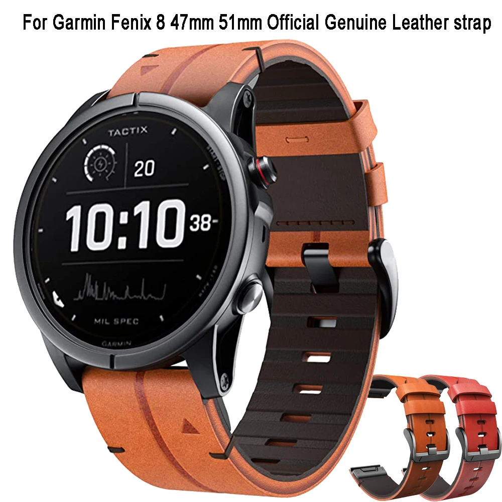 

QuickFit 26/22mm Official Genuine Leather Wrist Strap For Garmin Fenix E 8 51MM 47MM/7X 7 6 6X/Epix 2 Watch Band Accessories