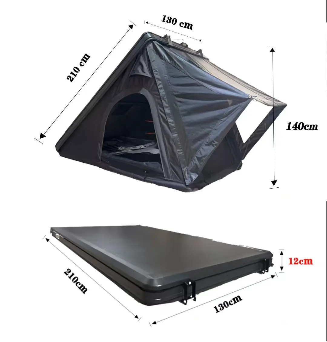 EM Lightweight Four-Season Triangle Hardshell Roof Tent Clamshell Rooftop Tent 4 Person Aluminum Quick Automatic Opening Car