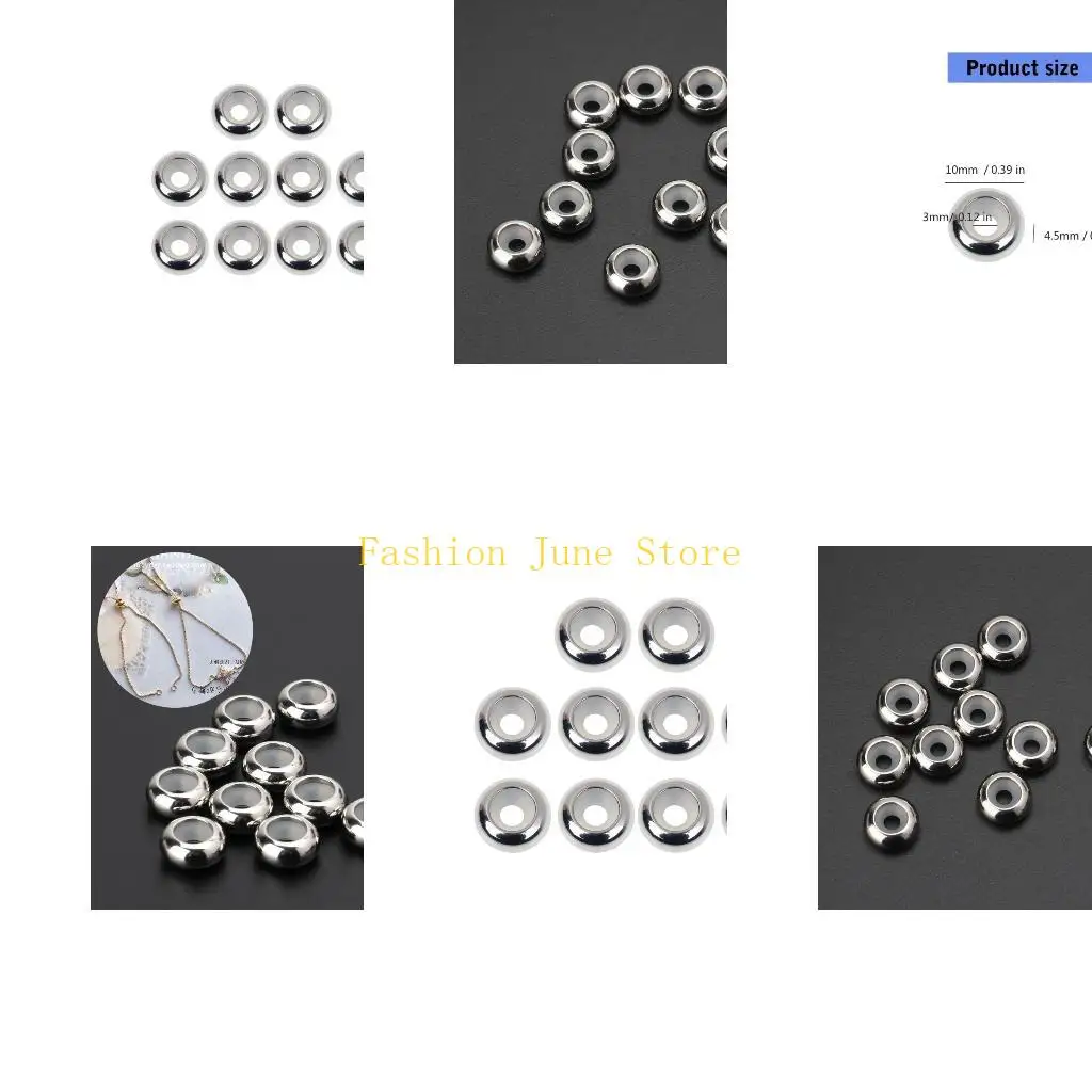 

N5KA 10Pcs Stainless Steel Rubber Insert Stopper Spacer Beads for Add-a-Bead Bracelet