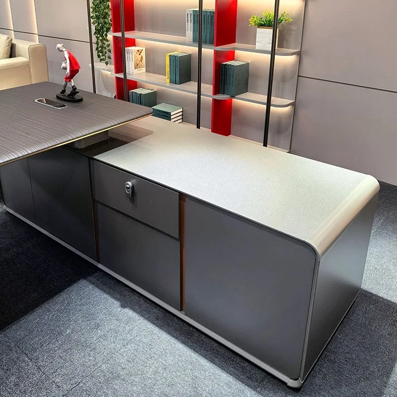 Simple modern boss desk, office desk and chair combination, large desk, president manager, supervisor, office furniture