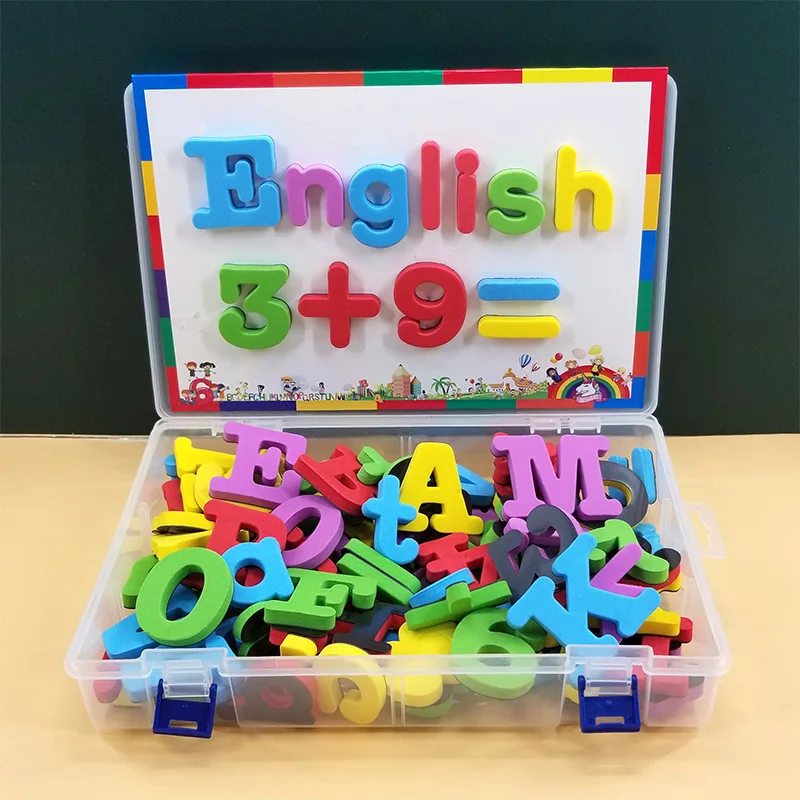 Coogam 78 Lettres Magnétiques EVA – 26 Majuscules, 26 Minuscules, 20 Chiffres, 6 Symboles – Aimants Frigo Éducatifs – Couleurs Vives – Dès 3 Ans
