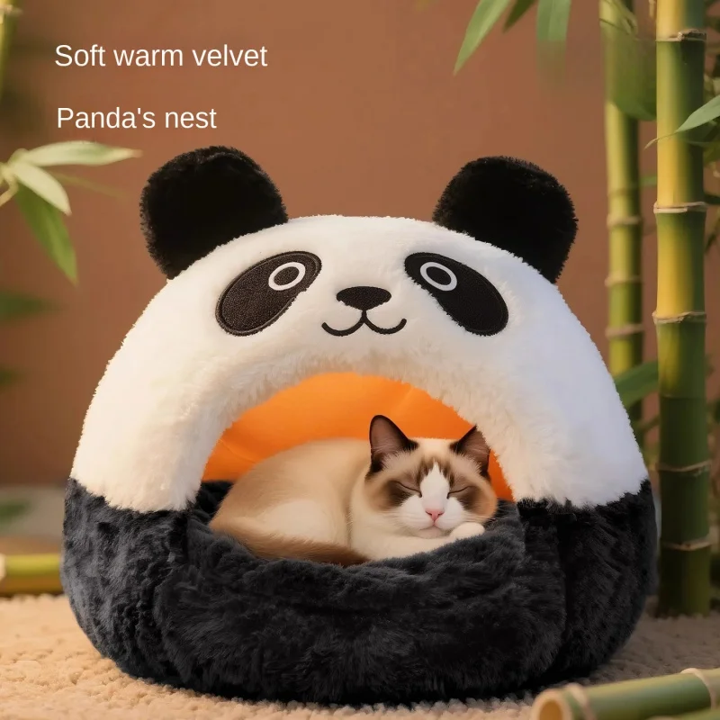 

Thickened Cat Bed - Suitable for All Seasons - Closed Design - Safe and Warm - Chinese Panda Style