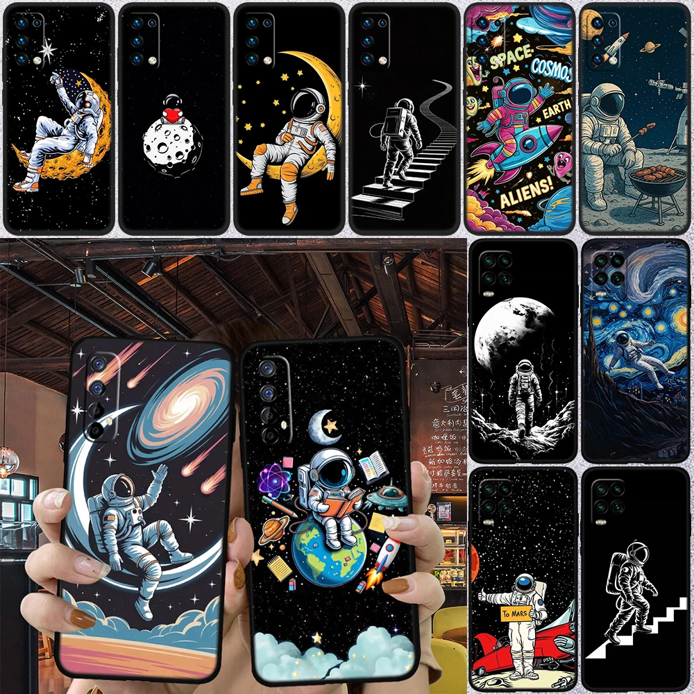 EY3 Astronaut Space Moon Phone Case for Samsung Galaxy Note 10 20 S23 S24 S25 Ultra FE Plus Edge Lite A02S A35 A07 A17