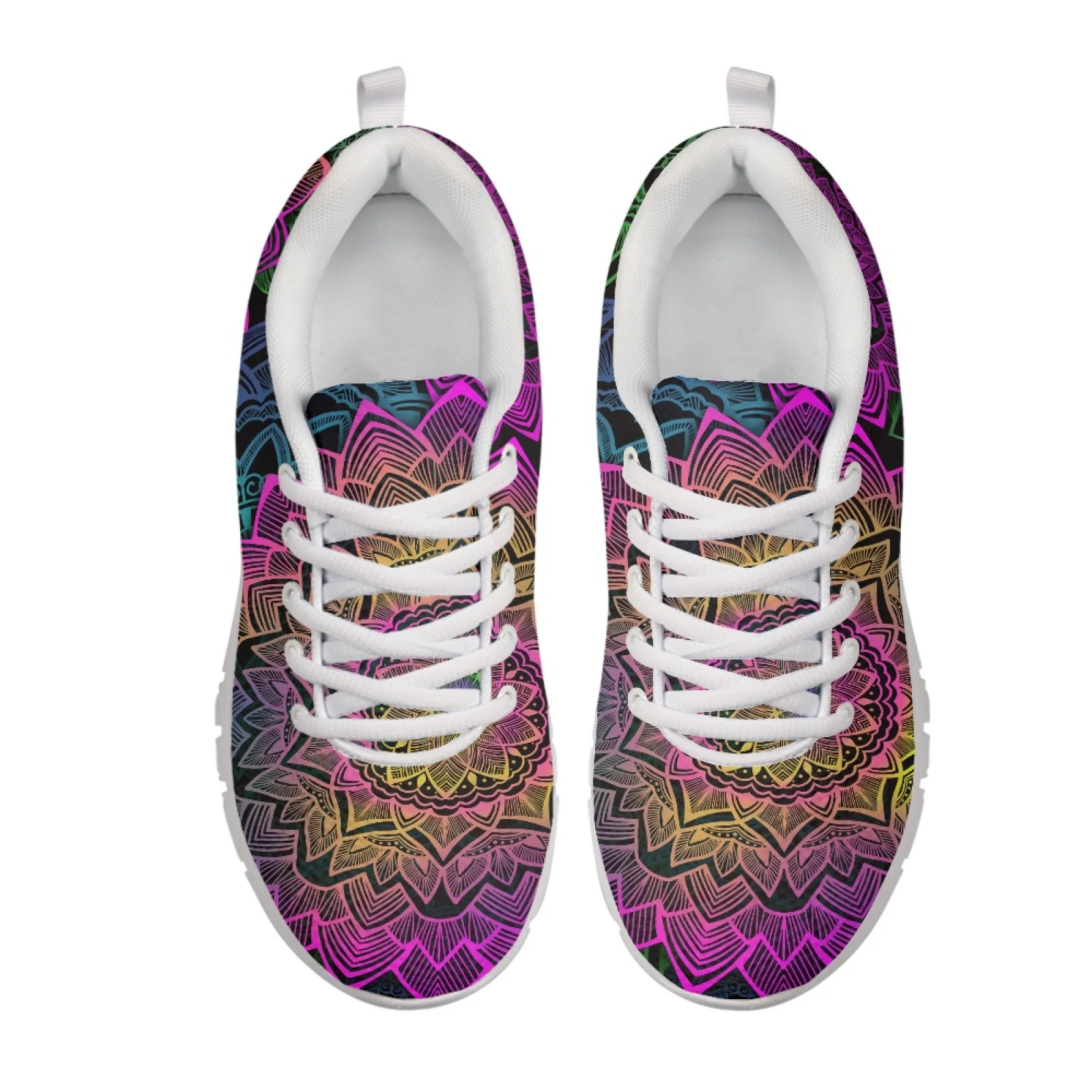 Coloranimal Mandala Colors New Trend Lace Up Tennis Shoe for Women Mesh & EVA Sole Fashion Sneakers Training Shoes