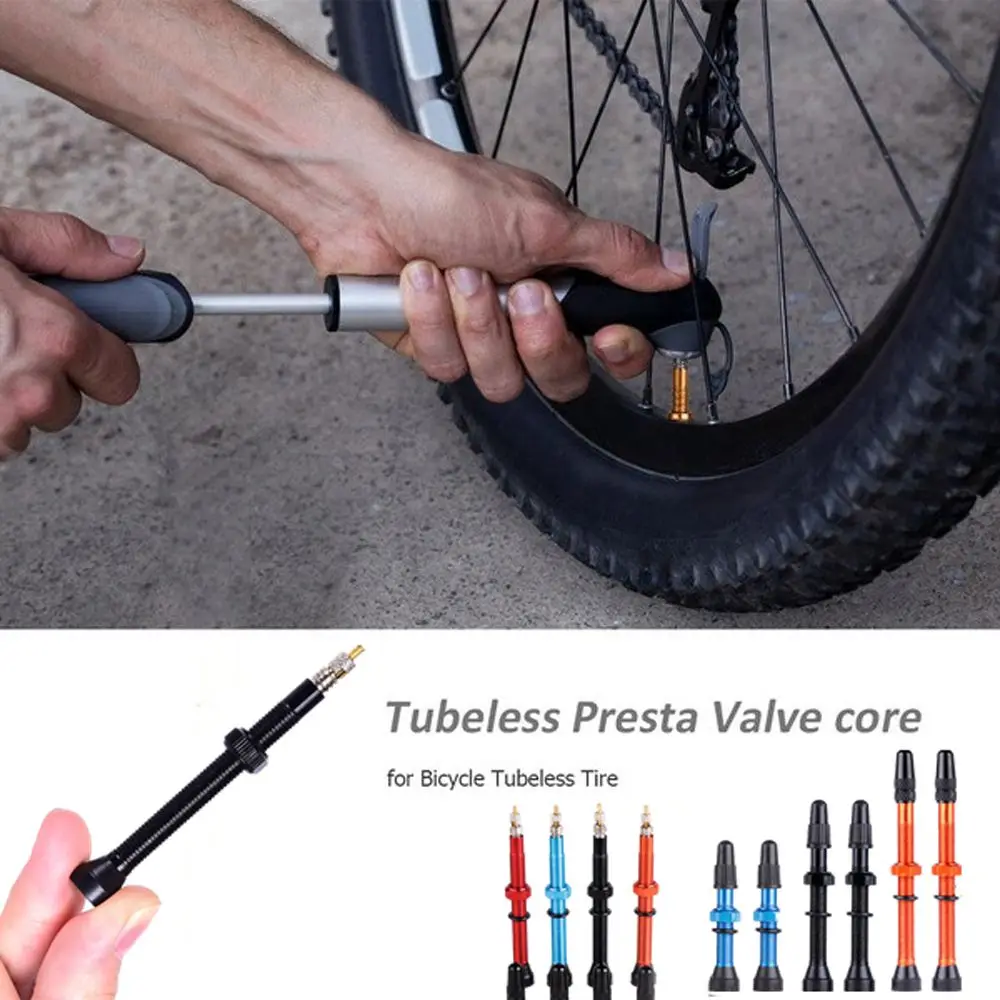 Bicycle 1Pair 48mm 60mm Presta Valve for Road MTB Bicycle Tubeless Tires Brass Core Alloy Stem Tubeless Sealant Compatible