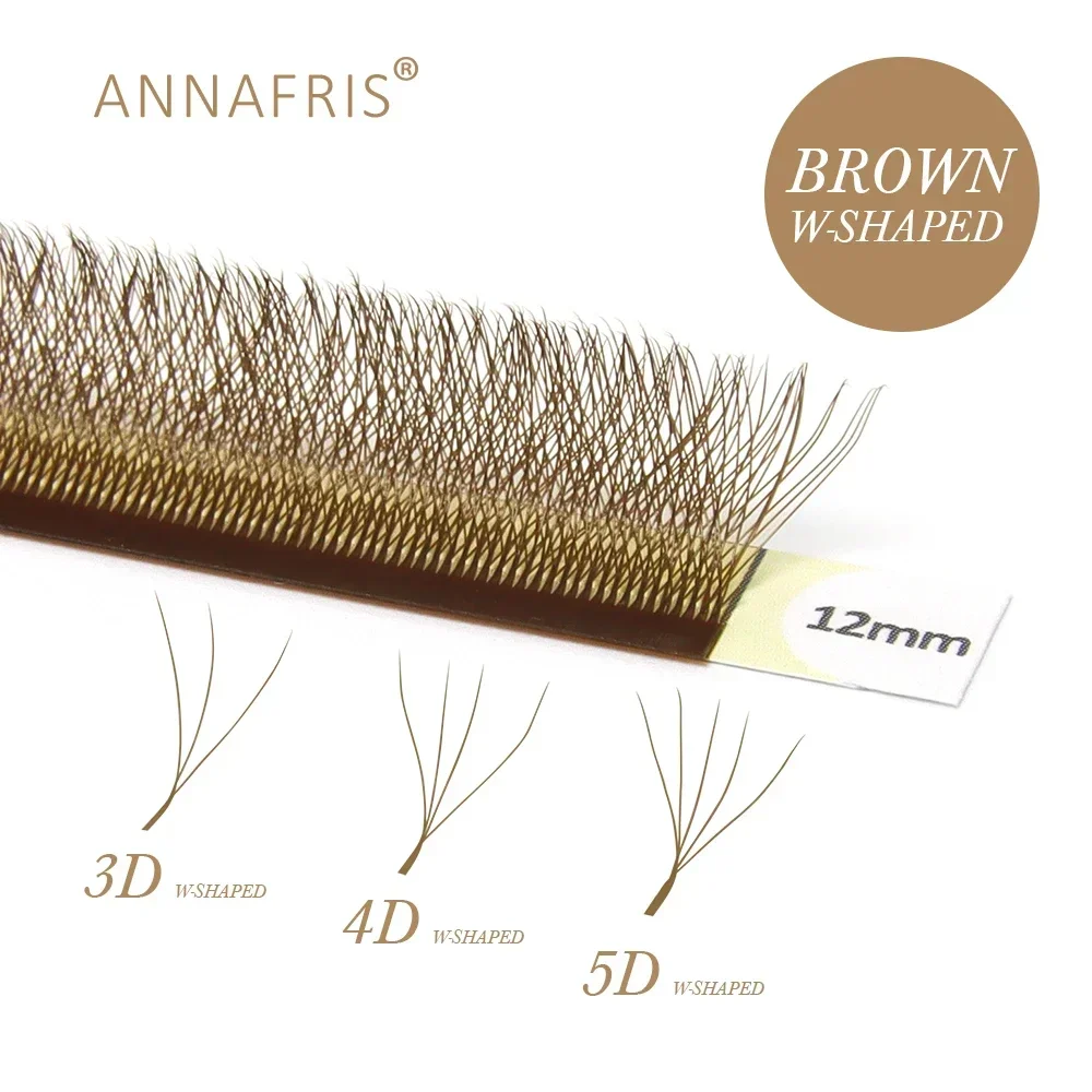 ANNAFRIS Brown W Shape Lash Extensions 2D 3D 4D 5D YY Lash Bloom Automatic Flowering Premade Fans Natural Soft Individual Lashes