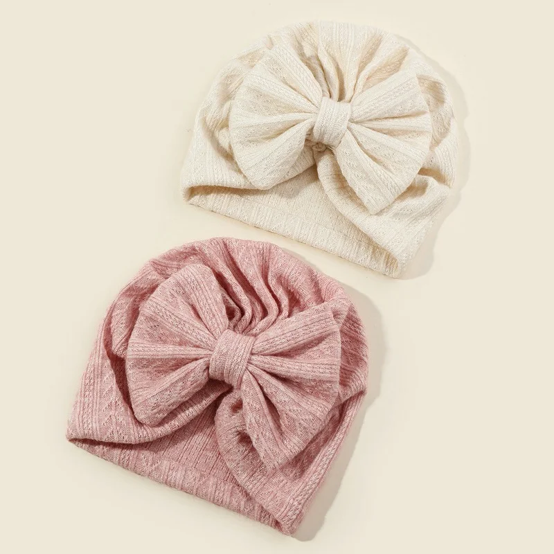 2pcs/pack Cute Baby Turban Hat Big Bowknot Newborn Hat Soft Elastic Kids Head Wraps Beanie Headwrap Kids Hat Turban Bonnet H092