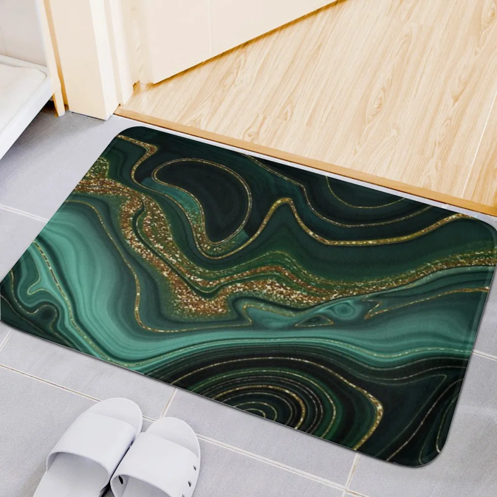 

Home Carpet Rug Bathroom Gold Indigo Malachite Faux Marble II Mat Retro Multiple Choice Living Room Kitchen Non-Slip Alfombra