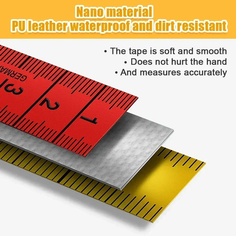 1.5M/60in Soft Tape Measure Tailor\'s Tape with Snap Fasteners Body Measuring Double-sided Ruler For Needlework Sewing Tool